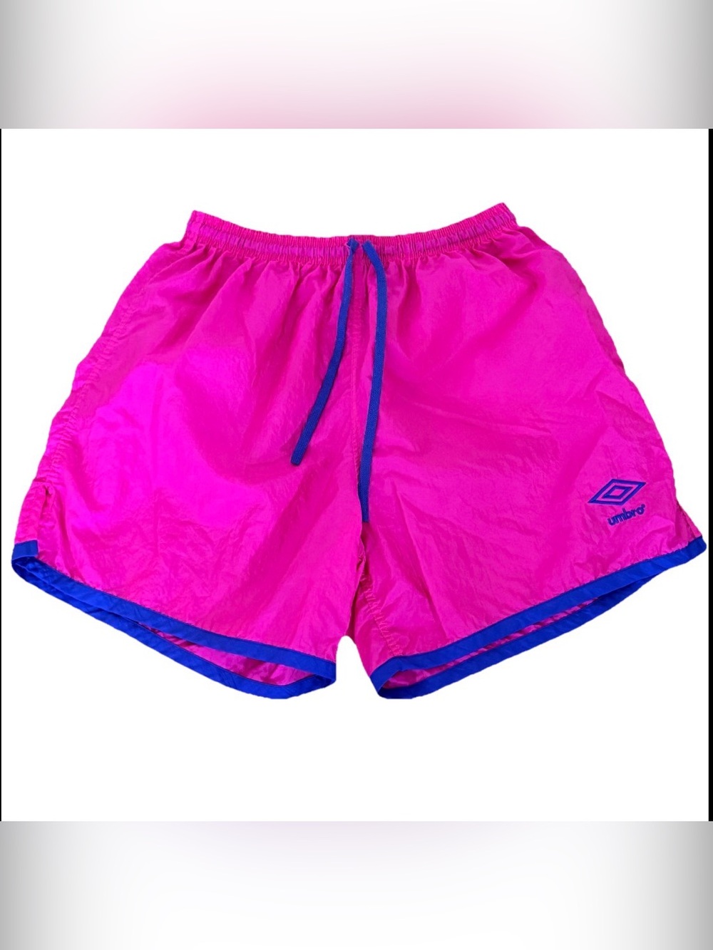 UMBRO Vintage Shorts Adult Large Hot Pink Nylon Made in USA Soccer Football VTG